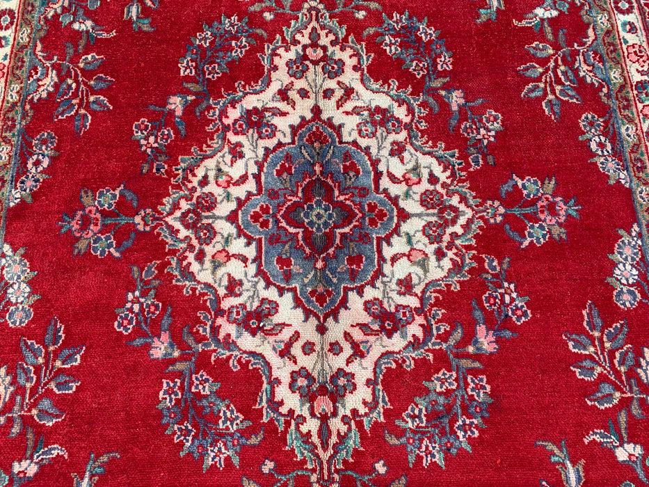 Handmade Persian Wool Area Rug 7x10 - Red Floral Medallion Persian Style Rug - Exact Size 9'11" x 6'10" - KBHM-685