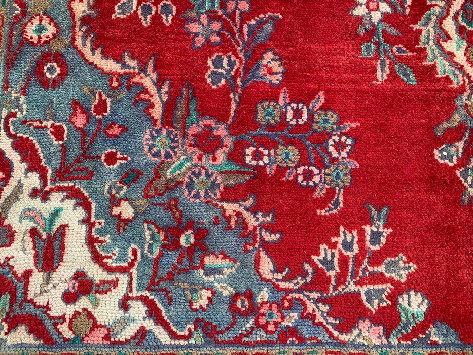 Handmade Persian Wool Area Rug 7x10 - Red Floral Medallion Persian Style Rug - Exact Size 9'11" x 6'10" - KBHM-685
