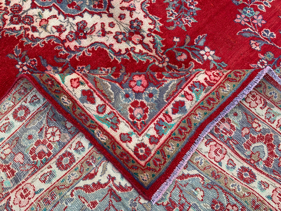 Handmade Persian Wool Area Rug 7x10 - Red Floral Medallion Persian Style Rug - Exact Size 9'11" x 6'10" - KBHM-685