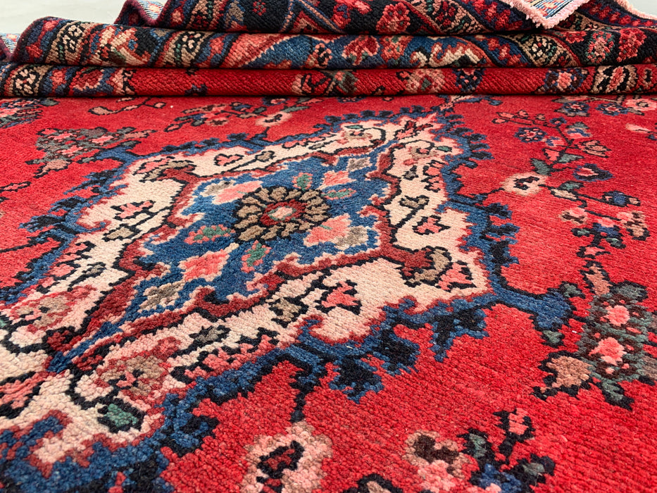 9'7 x 6'11 Hand-Knotted Persian Wool Rug - Red Floral Medallion Area Rug - KBHM-687