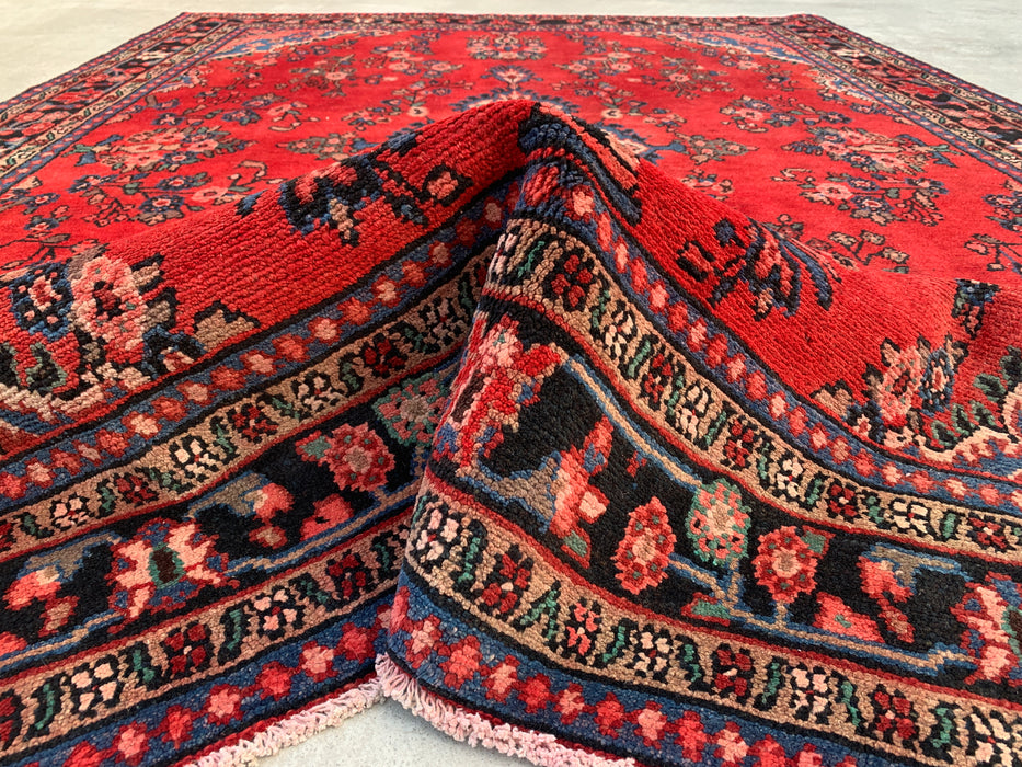 9'7 x 6'11 Hand-Knotted Persian Wool Rug - Red Floral Medallion Area Rug - KBHM-687