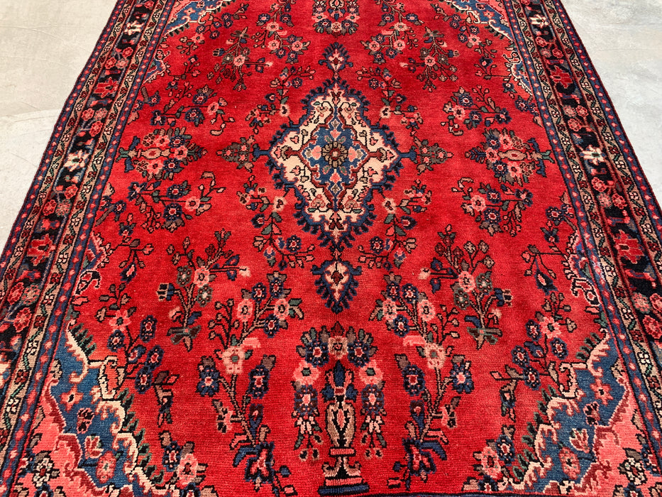 9'7 x 6'11 Hand-Knotted Persian Wool Rug - Red Floral Medallion Area Rug - KBHM-687