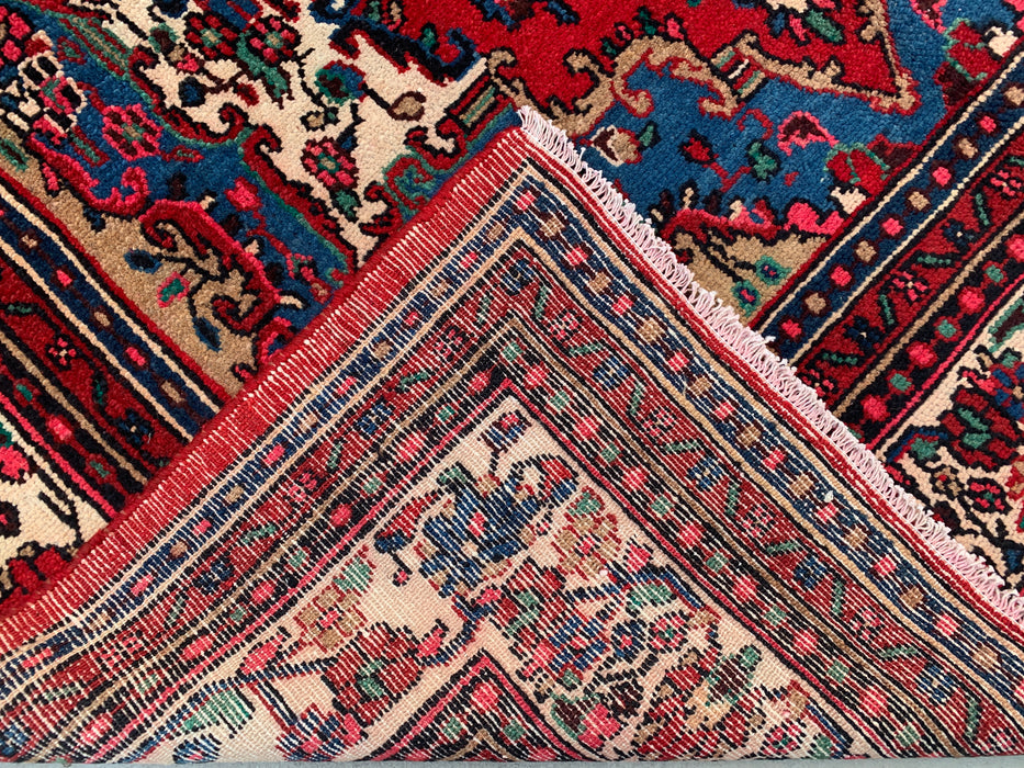 Handmade Persian Wool Area Rug 7x10 - Red Floral Medallion Persian Style Rug - Exact Size 10'4" x 7'2" - KBHM-688