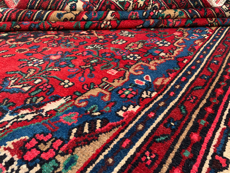 Handmade Persian Wool Area Rug 7x10 - Red Floral Medallion Persian Style Rug - Exact Size 10'4" x 7'2" - KBHM-688