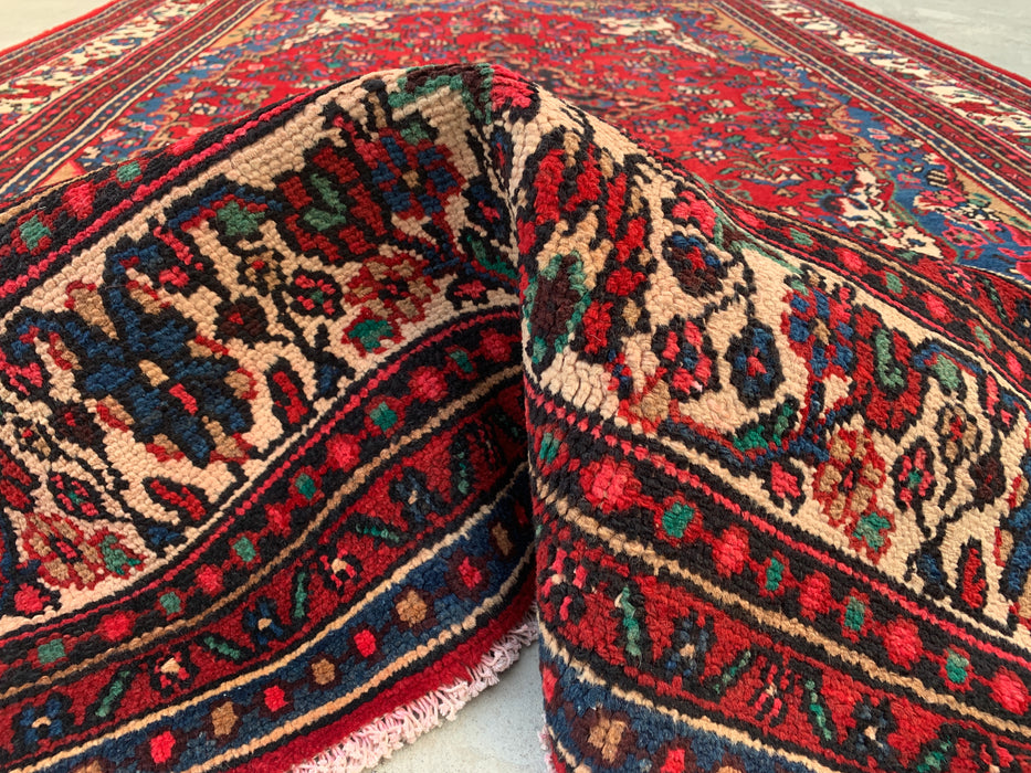 Handmade Persian Wool Area Rug 7x10 - Red Floral Medallion Persian Style Rug - Exact Size 10'4" x 7'2" - KBHM-688