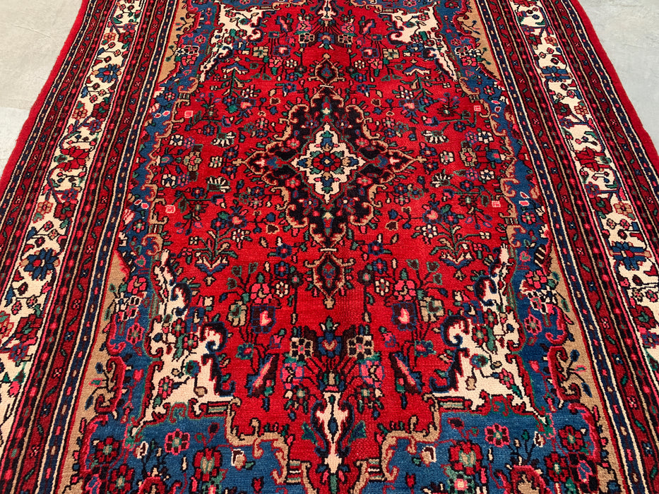 Handmade Persian Wool Area Rug 7x10 - Red Floral Medallion Persian Style Rug - Exact Size 10'4" x 7'2" - KBHM-688