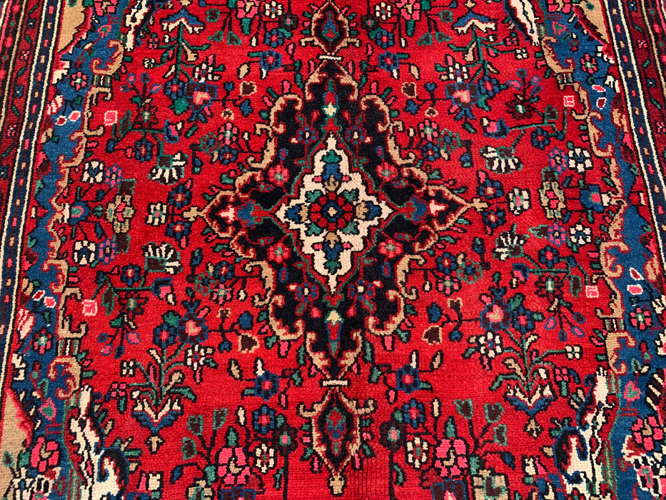 Handmade Persian Wool Area Rug 7x10 - Red Floral Medallion Persian Style Rug - Exact Size 10'4" x 7'2" - KBHM-688