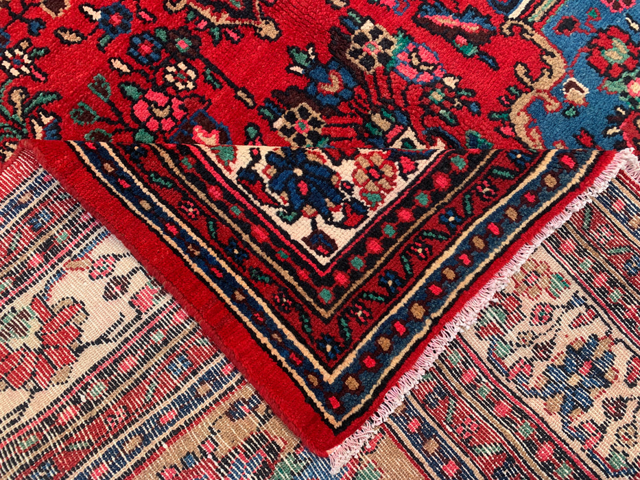 Handmade Persian Wool Area Rug 7x10 - Red Floral Medallion Persian Style Rug - Exact Size 10'4" x 7'2" - KBHM-688