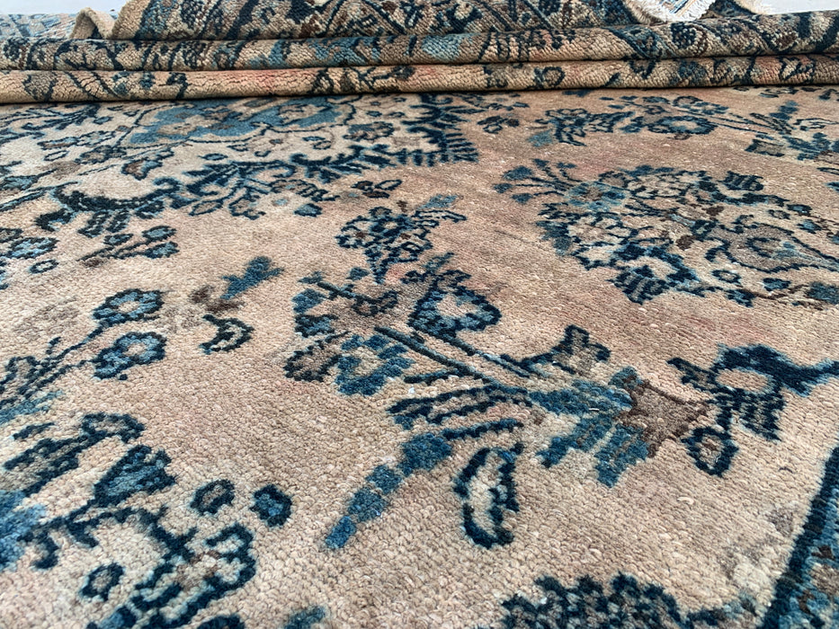 9'11 x 7'3 Hand-Knotted Persian Wool Rug - Ivory Blue Floral Medallion Area Rug - KBHM-689