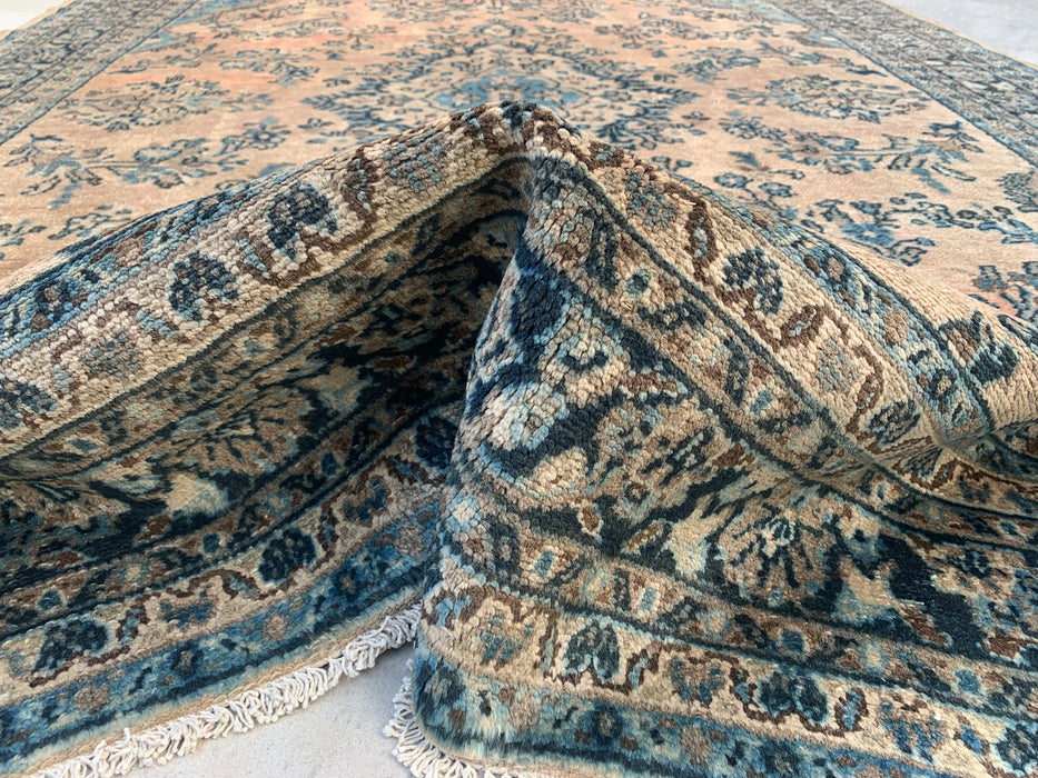 9'11 x 7'3 Hand-Knotted Persian Wool Rug - Ivory Blue Floral Medallion Area Rug - KBHM-689
