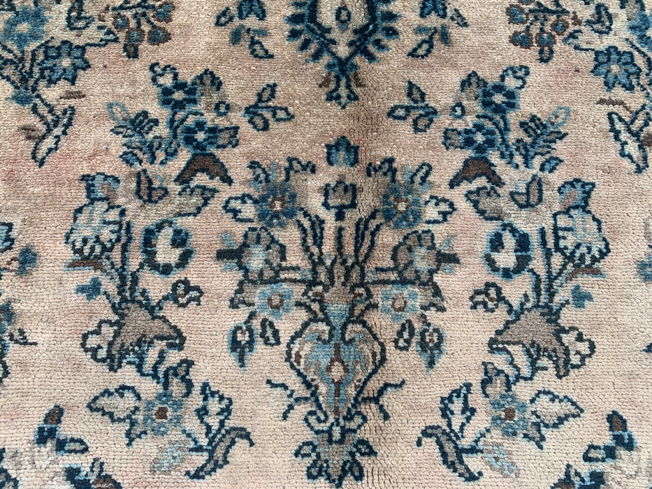 9'11 x 7'3 Hand-Knotted Persian Wool Rug - Ivory Blue Floral Medallion Area Rug - KBHM-689