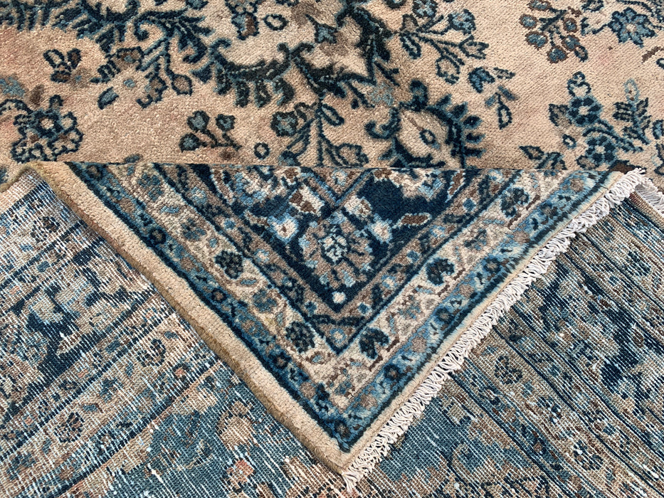 9'11 x 7'3 Hand-Knotted Persian Wool Rug - Ivory Blue Floral Medallion Area Rug - KBHM-689
