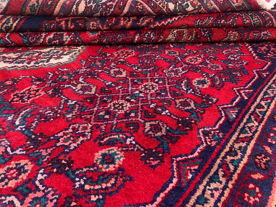 Handmade Persian Wool Area Rug 7x10 - Red Tribal Medallion Persian Style Rug - Exact Size 10'1" x 7'1" - KBHM-692