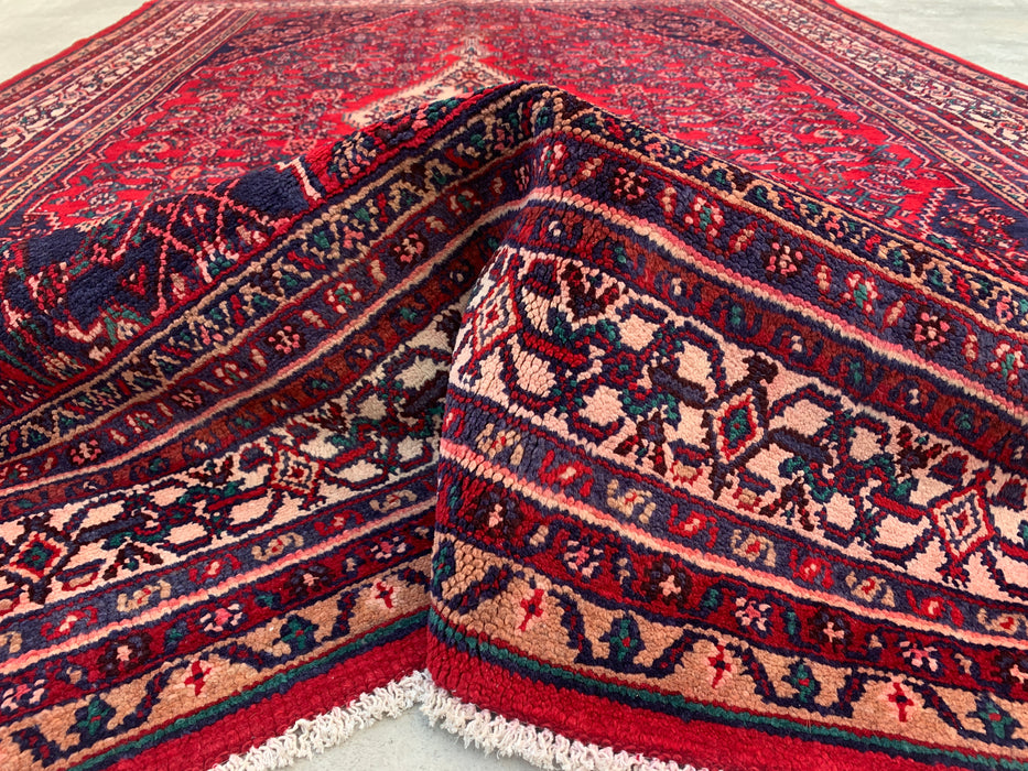 Handmade Persian Wool Area Rug 7x10 - Red Tribal Medallion Persian Style Rug - Exact Size 10'1" x 7'1" - KBHM-692