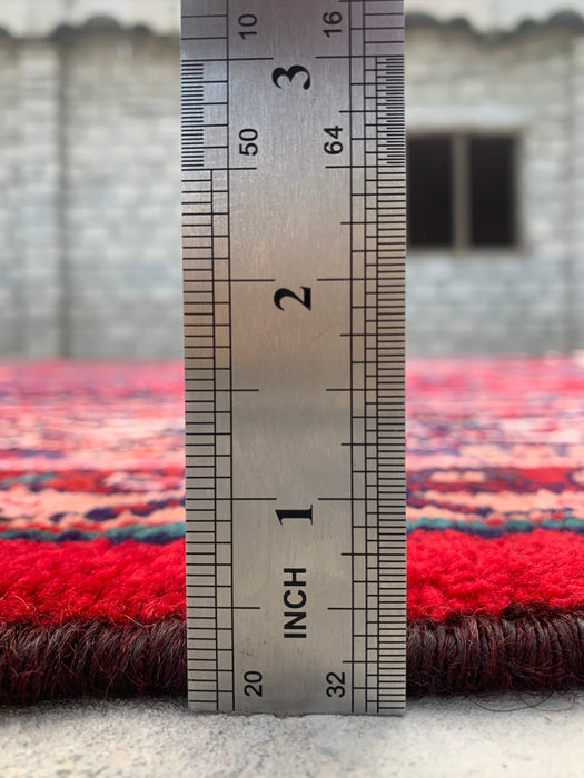 Handmade Persian Wool Area Rug 7x10 - Red Tribal Medallion Persian Style Rug - Exact Size 10'1" x 7'1" - KBHM-692