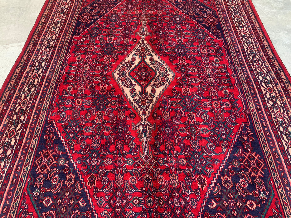 Handmade Persian Wool Area Rug 7x10 - Red Tribal Medallion Persian Style Rug - Exact Size 10'1" x 7'1" - KBHM-692
