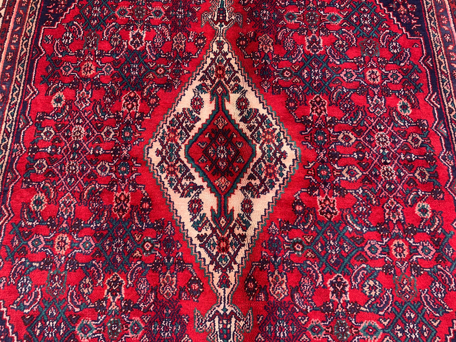 Handmade Persian Wool Area Rug 7x10 - Red Tribal Medallion Persian Style Rug - Exact Size 10'1" x 7'1" - KBHM-692