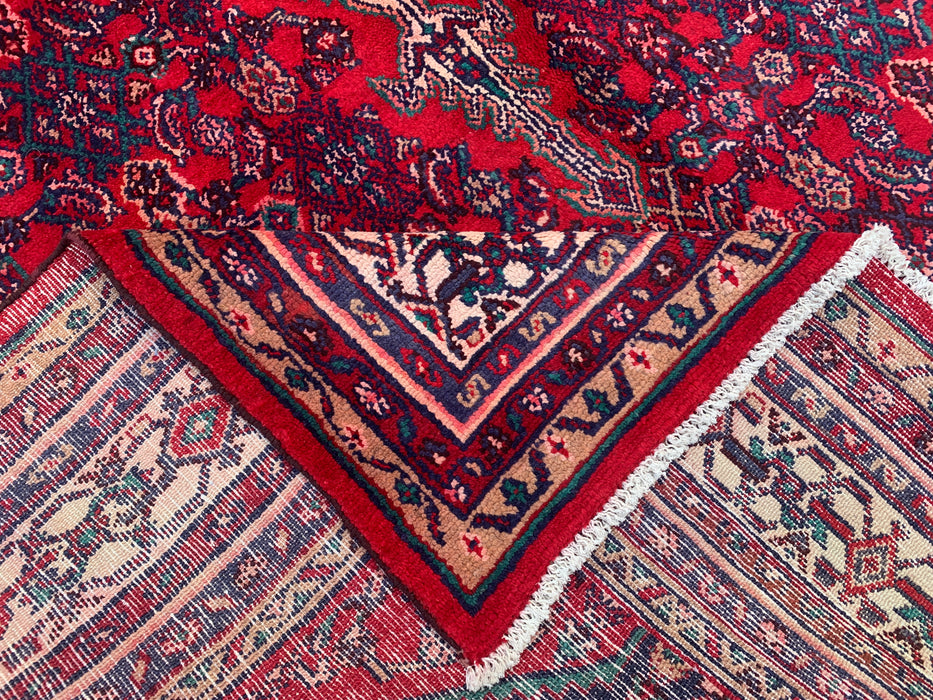 Handmade Persian Wool Area Rug 7x10 - Red Tribal Medallion Persian Style Rug - Exact Size 10'1" x 7'1" - KBHM-692