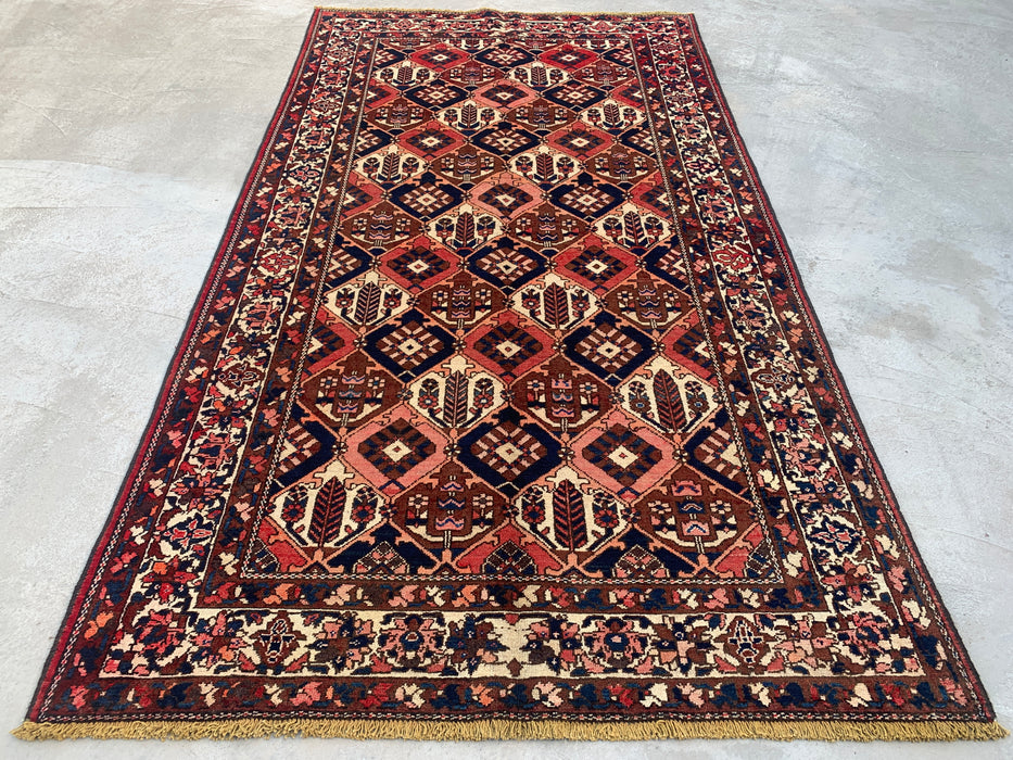 Handmade Persian Wool Area Rug 7x10 - Rust, Navy & Ivory Tribal Geometric Persian Style Rug - Exact Size 9'10" x 5'2" - KBHM-694