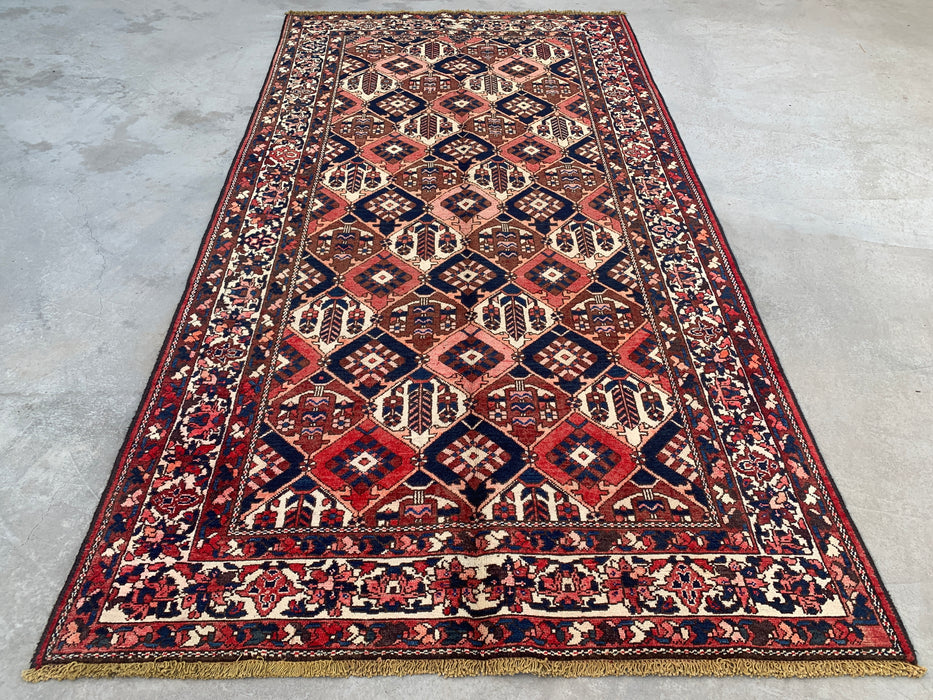 Handmade Persian Wool Area Rug 7x10 - Rust, Navy & Ivory Tribal Geometric Persian Style Rug - Exact Size 9'10" x 5'2" - KBHM-694