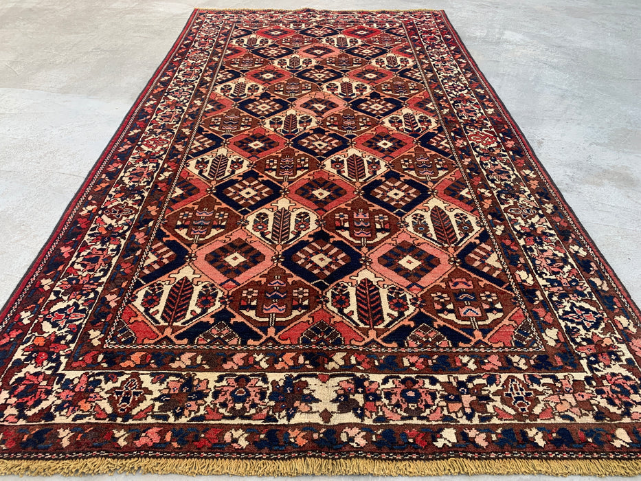 Handmade Persian Wool Area Rug 7x10 - Rust, Navy & Ivory Tribal Geometric Persian Style Rug - Exact Size 9'10" x 5'2" - KBHM-694