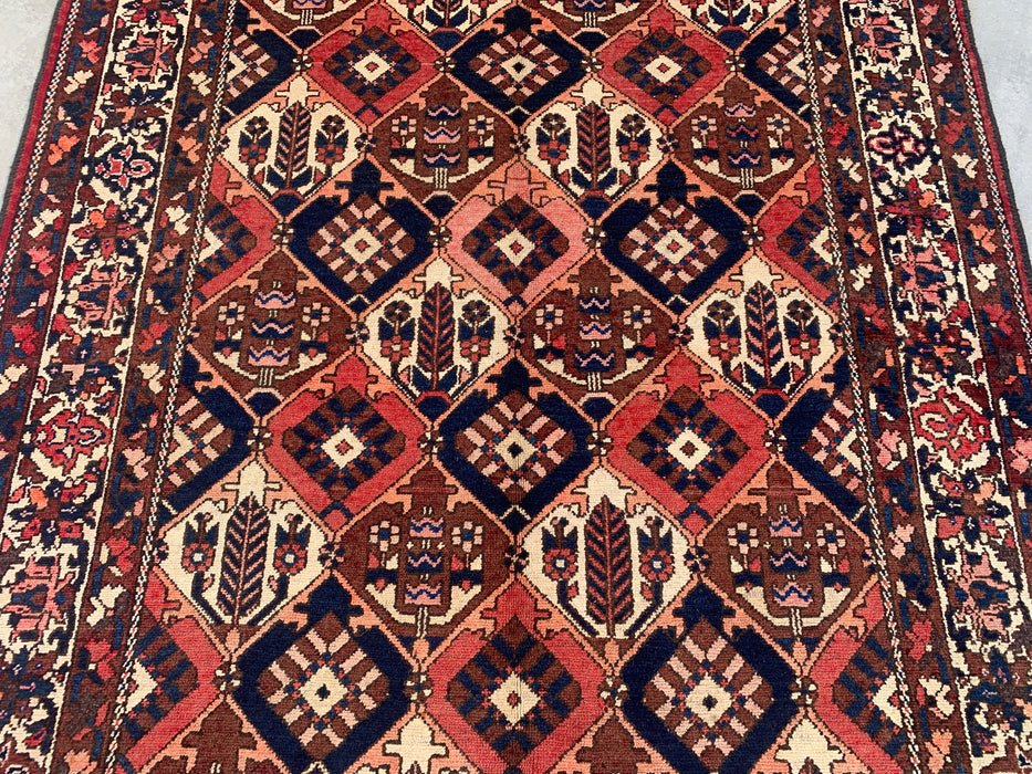 Handmade Persian Wool Area Rug 7x10 - Rust, Navy & Ivory Tribal Geometric Persian Style Rug - Exact Size 9'10" x 5'2" - KBHM-694