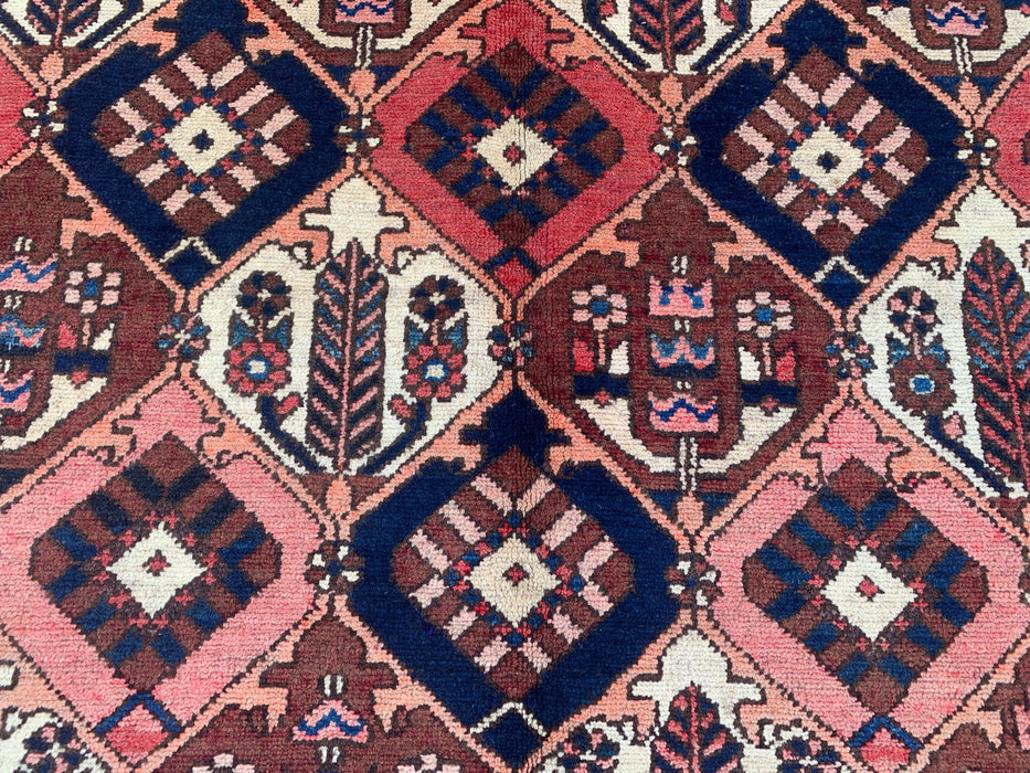 Handmade Persian Wool Area Rug 7x10 - Rust, Navy & Ivory Tribal Geometric Persian Style Rug - Exact Size 9'10" x 5'2" - KBHM-694