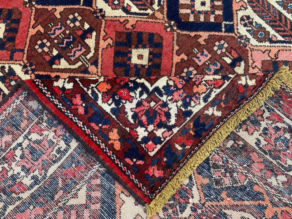 Handmade Persian Wool Area Rug 7x10 - Rust, Navy & Ivory Tribal Geometric Persian Style Rug - Exact Size 9'10" x 5'2" - KBHM-694