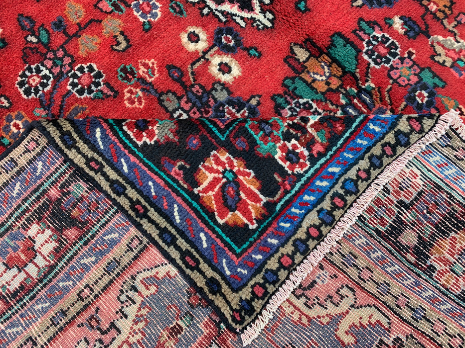 Handmade Persian Wool Area Rug 7x10 - Red, Blue & Ivory Floral Medallion Persian Style Rug - Exact Size 9'11" x 6'11"- KBHM-696