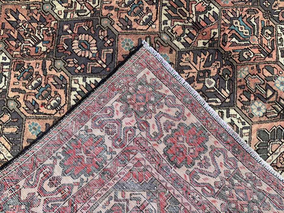 Handmade Persian Wool Area Rug 7x10 - Brown, Ivory & Rose Tribal Geometric Persian Style Rug - Exact Size 10'3" x 6'10" - KBHM-697