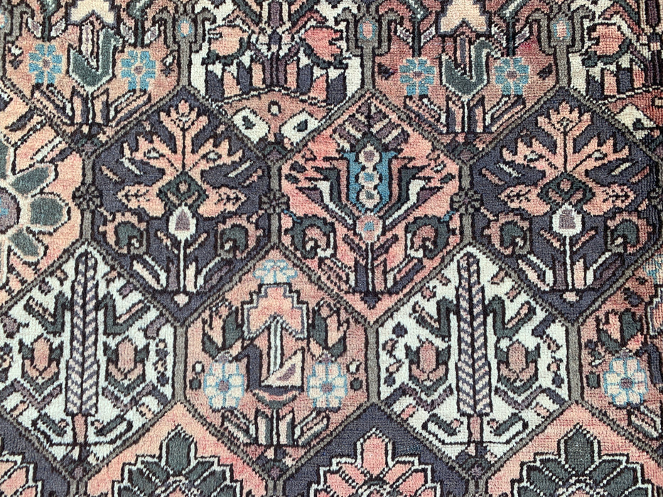 Handmade Persian Wool Area Rug 7x10 - Brown, Ivory & Rose Tribal Geometric Persian Style Rug - Exact Size 10'3" x 6'10" - KBHM-697