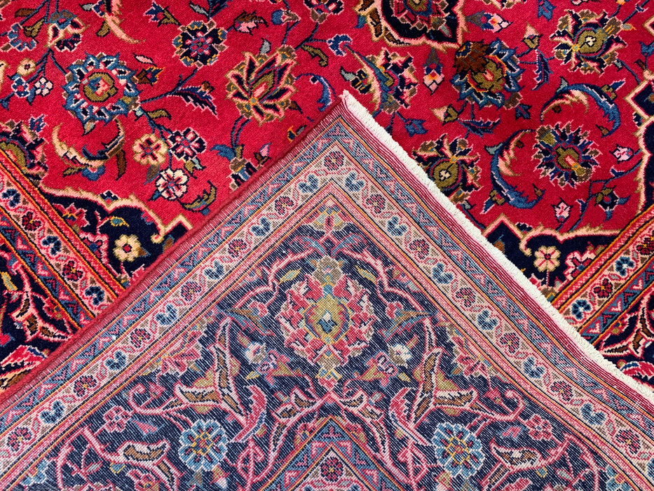 Handmade Persian Wool Area Rug 7x10 - Red, Navy & Ivory Floral Medallion Persian Style Rug - Exact Size 10'5" x 6'6" - KBHM-698