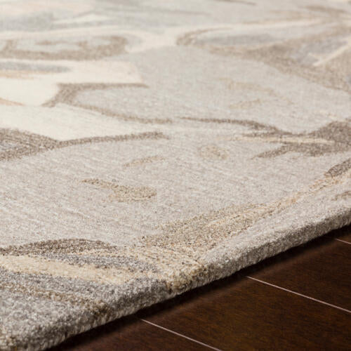 Athena Handmade Wool Floral Rug — Taupe | ATH-5150