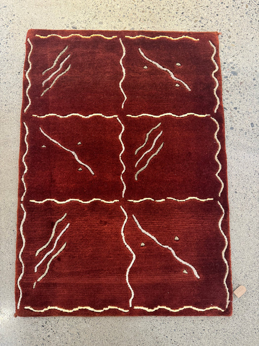 2'x3' 100% Wool Nepali Hand Knotted Area Rug