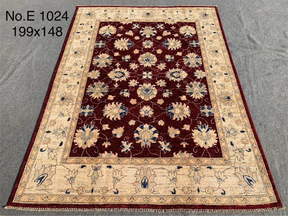 4’10 x 6’6 Red & Beige Afghan Chobi Wool Rug