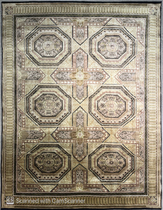 8’x10’ Hand-Knotted Persian-Style (Indo-Persian) Wool Area Rug- Multi/Green
