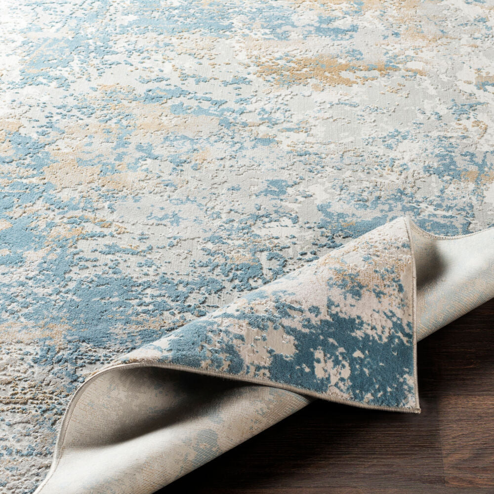 Aisha Machine Woven Rug — Light Blue / Mustard | AIS-2302 - construction