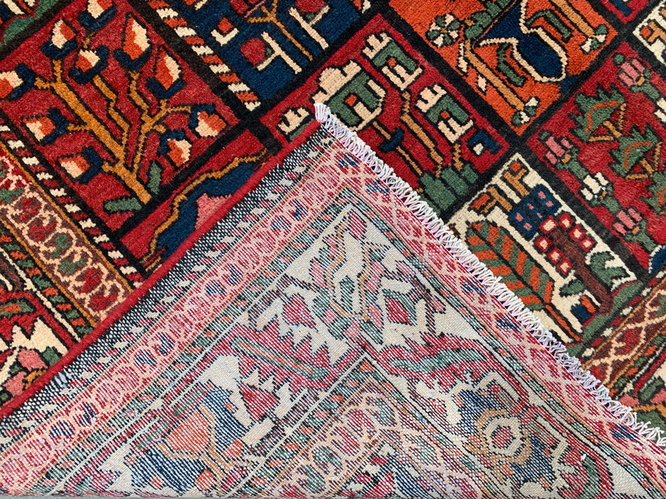 Handmade Persian Wool Area Rug 7x10 - Red, Navy & Ivory Tribal Panel Persian Style Rug - Exact Size 9'7" x 6'10" - KBHM-700