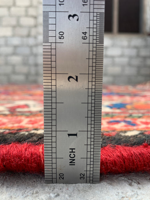 Handmade Persian Wool Area Rug 7x10 - Red, Navy & Ivory Tribal Panel Persian Style Rug - Exact Size 9'7" x 6'10" - KBHM-700