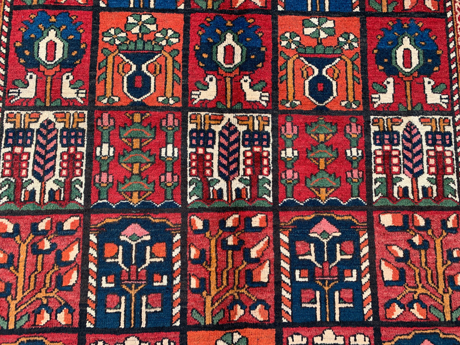 Handmade Persian Wool Area Rug 7x10 - Red, Navy & Ivory Tribal Panel Persian Style Rug - Exact Size 9'7" x 6'10" - KBHM-700