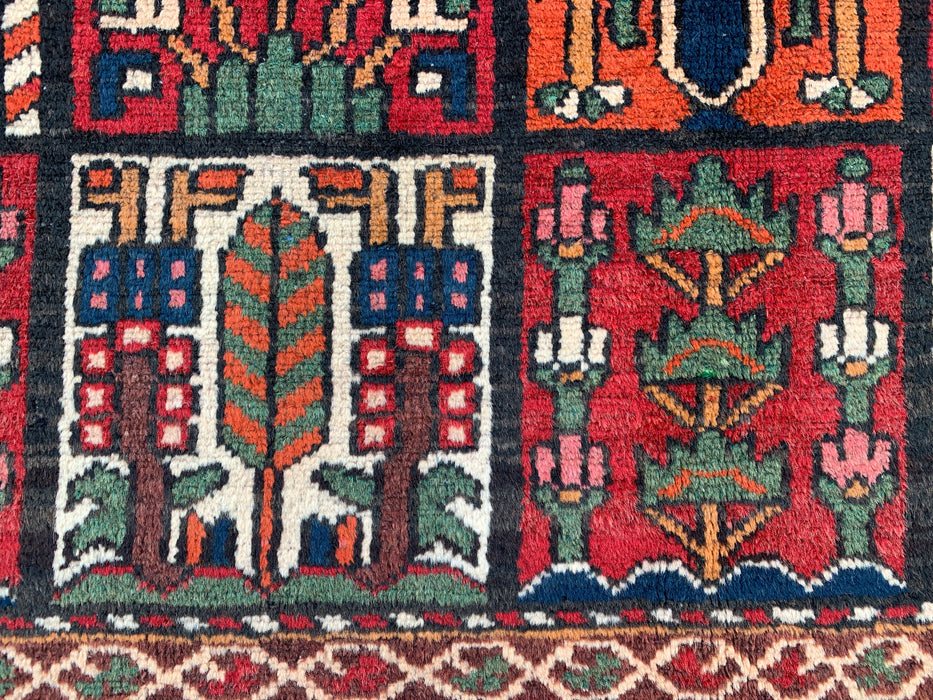 Handmade Persian Wool Area Rug 7x10 - Red, Navy & Ivory Tribal Panel Persian Style Rug - Exact Size 9'7" x 6'10" - KBHM-700