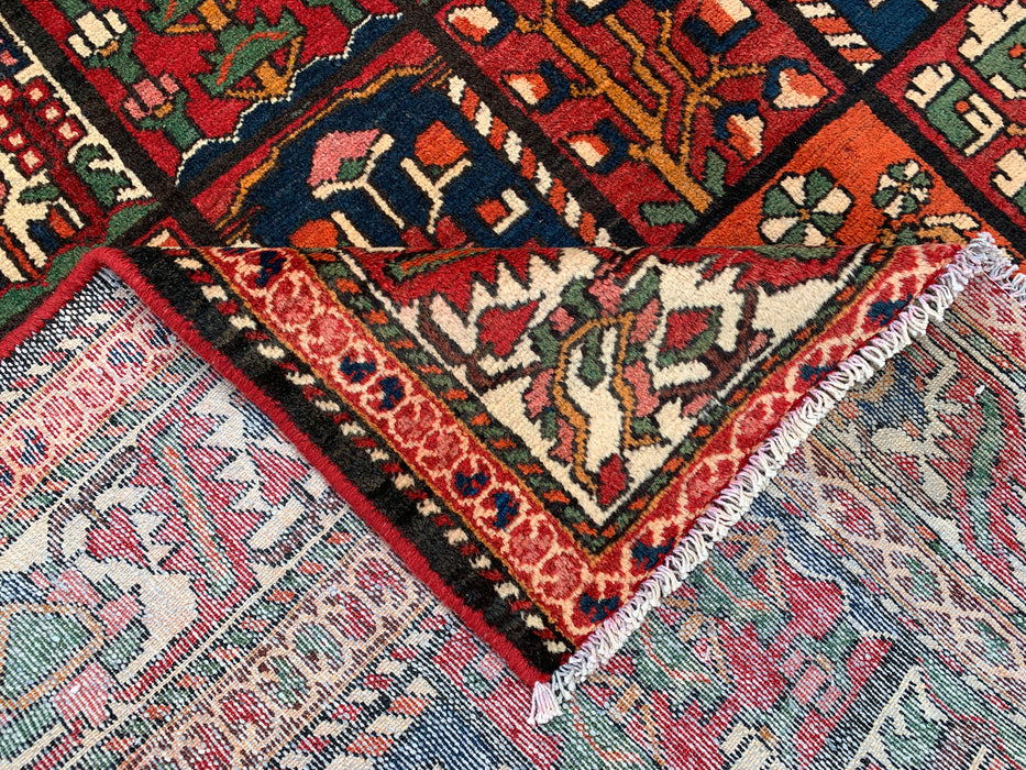 Handmade Persian Wool Area Rug 7x10 - Red, Navy & Ivory Tribal Panel Persian Style Rug - Exact Size 9'7" x 6'10" - KBHM-700