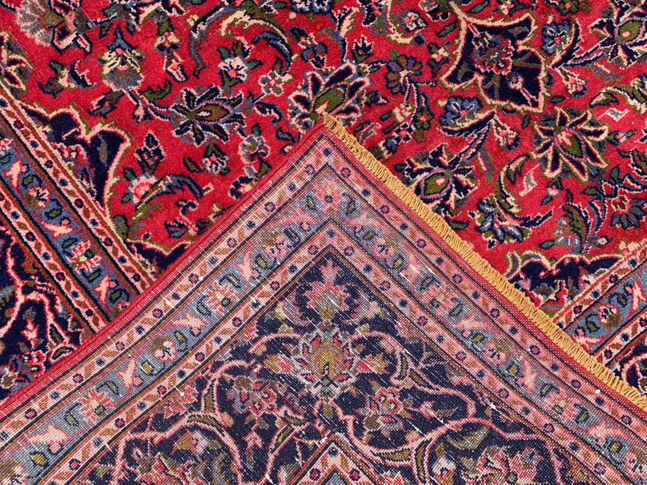 Handmade Persian Wool Area Rug 7x10 - Red, Navy & Ivory Floral Medallion Persian Style Rug - Exact Size 9'3" x 6'3" - KBHM-704