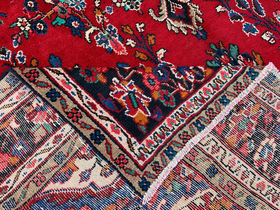 11'11" x 8'4" Hand-Knotted Persian Wool Rug – Red, Navy & Ivory Floral Medallion Design – KBHM-705
