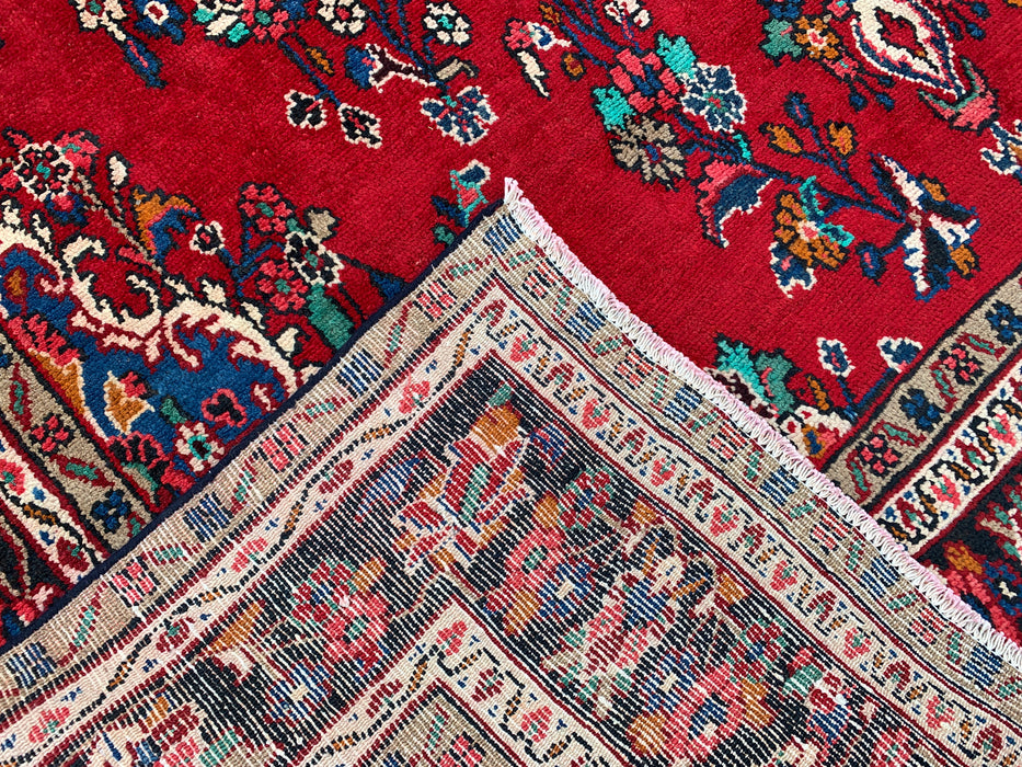 11'11" x 8'4" Hand-Knotted Persian Wool Rug – Red, Navy & Ivory Floral Medallion Design – KBHM-705