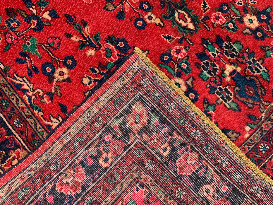 Handmade Persian Wool Area Rug 7x10 - Red, Navy & Ivory Floral Medallion Persian Style Rug - Exact Size 9'9" x 6'10" - KBHM-706
