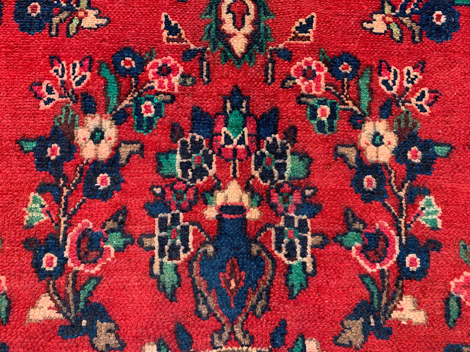 Handmade Persian Wool Area Rug 7x10 - Red, Navy & Ivory Floral Medallion Persian Style Rug - Exact Size 9'9" x 6'10" - KBHM-706