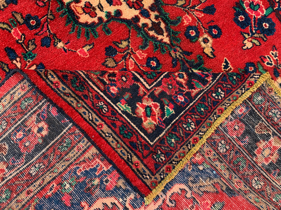 Handmade Persian Wool Area Rug 7x10 - Red, Navy & Ivory Floral Medallion Persian Style Rug - Exact Size 9'9" x 6'10" - KBHM-706