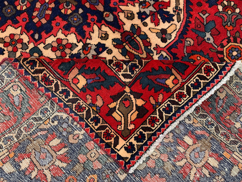 10'6" x 7'3" Hand-Knotted Persian Wool Rug – Red, Navy & Ivory Floral Medallion Design – KBHM-708