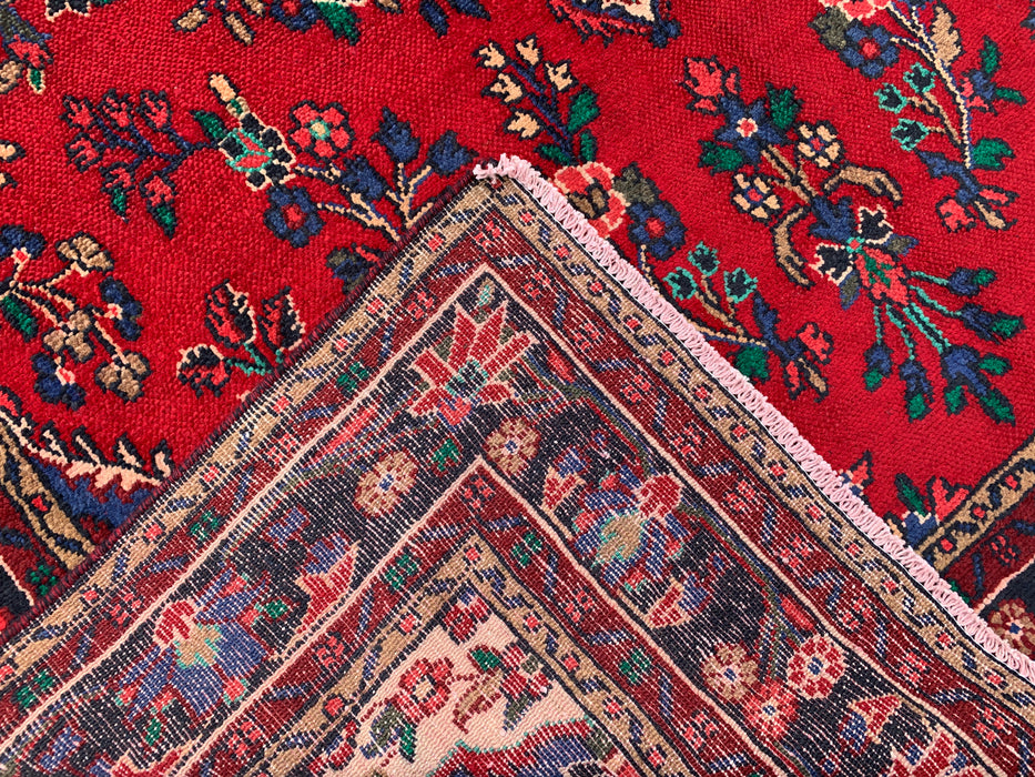 Handmade Persian Wool Area Rug 7x10 - Red, Navy & Ivory Floral Medallion Persian Style Rug - Exact Size 9'9" x 6'9" - KBHM-709